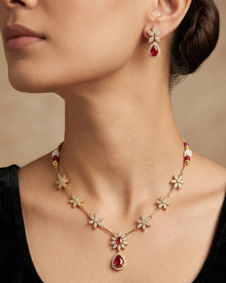 Gul-e-Ruby Necklace Set